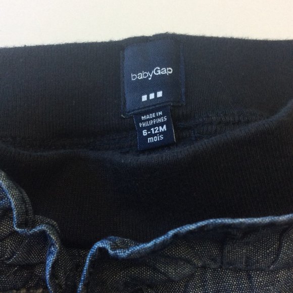 BABY GAP TIERED RUFFLE CHAMBRAY DENIM SIRT 6-12MOS - Picture 3 of 4